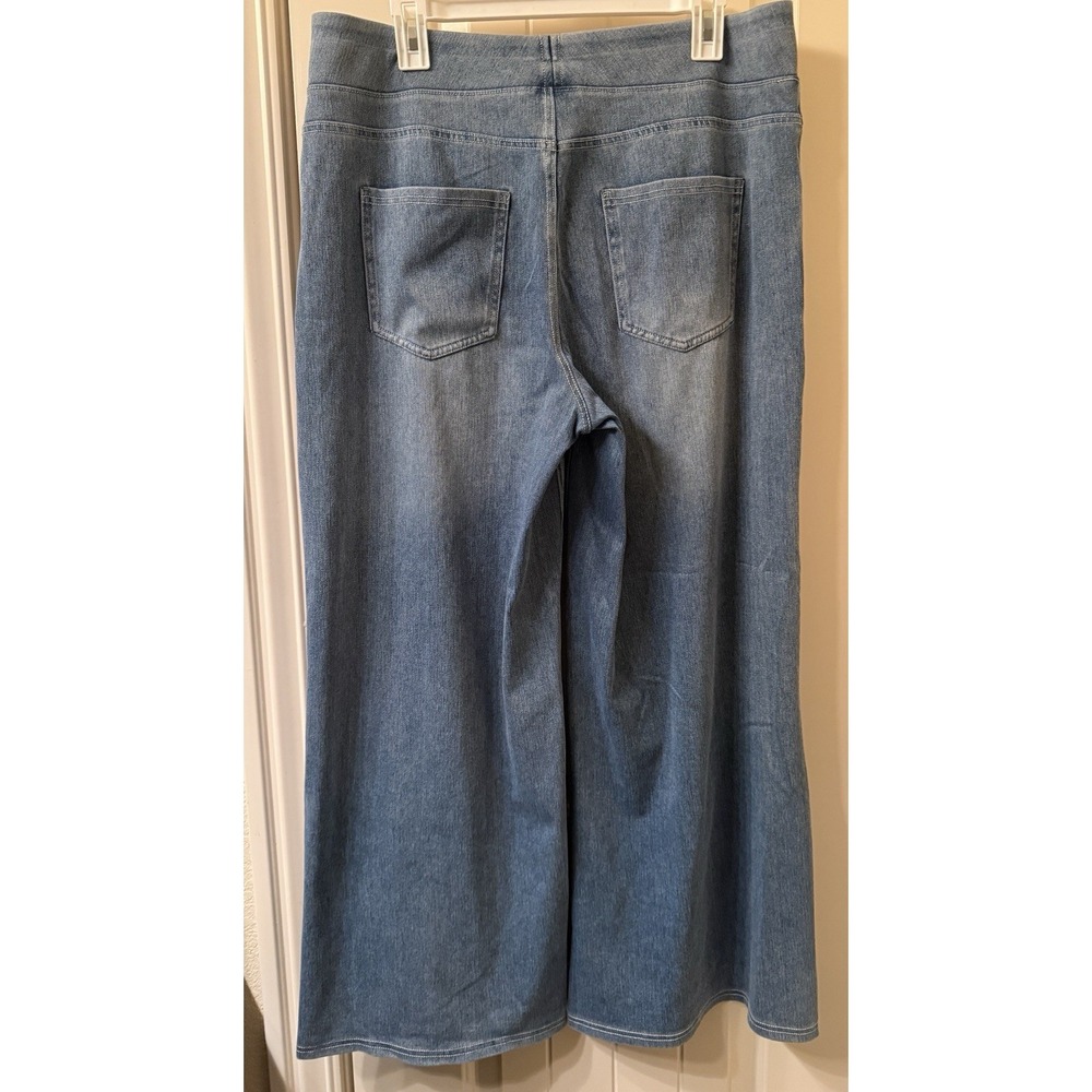 Halara Flex High Waisted Wide Leg Stretchy Knit Casual Jeans XL Petite Blue Gray - Picture 2 of 8